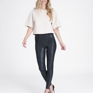 SPANX Faux Leather Hip Zip Leggings